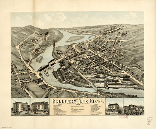 View of Collinsville, Conn (1878) – Historic Bird’s-Eye View Panorama Print