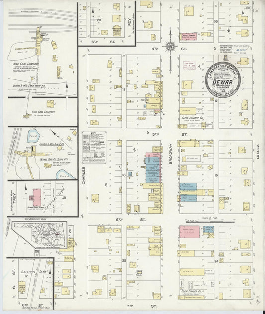 Sanborn Fire Insurance Map from Dewar, Okmulgee County, Oklahoma (1914), Sheet #0001 - Historic Sanborn Fire Insurance Map Print, vintage old map wall art, antique decor, genealogy gift, Oklahoma Oklahoma map