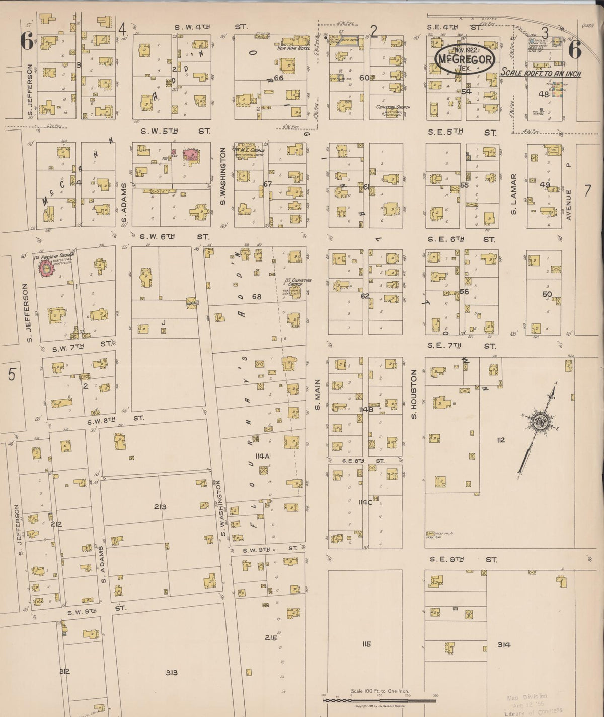 Sanborn Fire Insurance Map from McGregor, McLennan County, Texas (1922), Sheet #0006 - Historic Sanborn Fire Insurance Map Print, vintage old map wall art, antique decor, genealogy gift, Texas Texas map