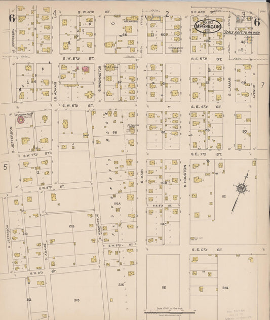 Sanborn Fire Insurance Map from McGregor, McLennan County, Texas (1922), Sheet #0006 - Historic Sanborn Fire Insurance Map Print, vintage old map wall art, antique decor, genealogy gift, Texas Texas map