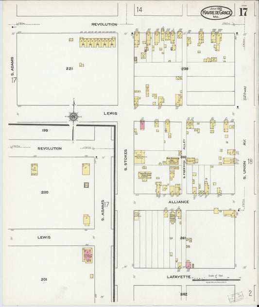 Sanborn Fire Insurance Map from Havre De Grace, Harford County, Maryland (1921), Sheet #0017 - Historic Sanborn Fire Insurance Map Print, vintage old map wall art