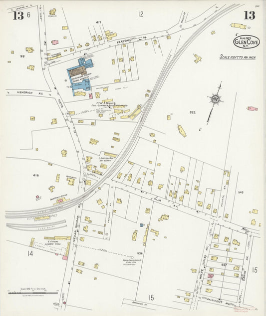 Sanborn Fire Insurance Map from Glen Cove, Nassau County, New York (1925), Sheet #0013 - Historic Sanborn Fire Insurance Map Print, vintage old map wall art, antique decor, genealogy gift, New York New York map