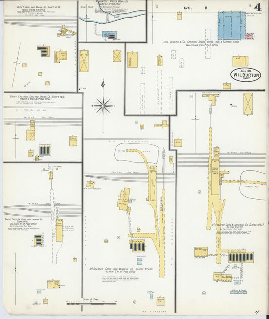 Sanborn Fire Insurance Map from Wilburton, Latimer County, Oklahoma (1904), Sheet #0004 - Historic Sanborn Fire Insurance Map Print, vintage old map wall art, antique decor, genealogy gift, Oklahoma Oklahoma map