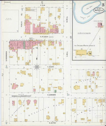 Sanborn Fire Insurance Map from Nashville, Washington County, Illinois (1899), Sheet #0003 - Complete Map Set gallery image, historic Sanborn map, vintage wall art, Illinois Illinois