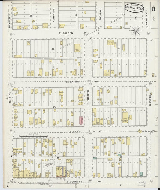 Sanborn Fire Insurance Map from Cripple Creek, Teller County, Colorado (1894), Sheet #0006 - Historic Sanborn Fire Insurance Map Print, vintage old map wall art, antique decor, genealogy gift, Colorado Colorado map