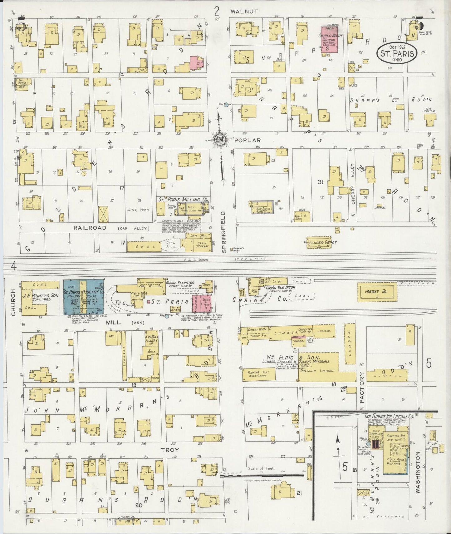 Sanborn Fire Insurance Map from Saint Paris, Champaign County, Ohio (1927), Sheet #0005 - Complete Map Set gallery image, historic Sanborn map, vintage wall art, Ohio Ohio