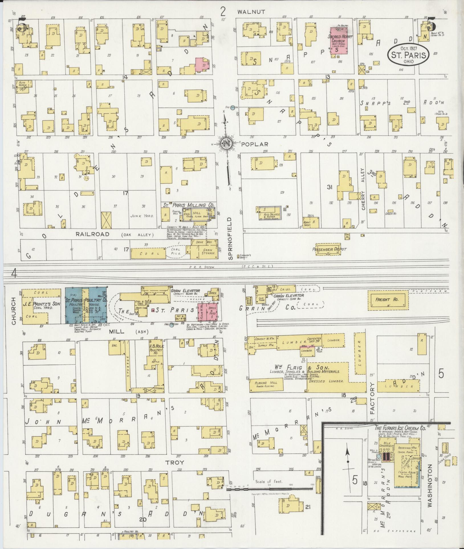 Sanborn Fire Insurance Map from Saint Paris, Champaign County, Ohio (1927), Sheet #0005 - Complete Map Set gallery image, historic Sanborn map, vintage wall art, Ohio Ohio