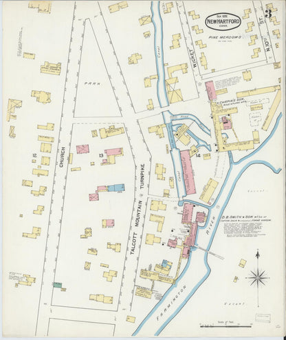 Sanborn Fire Insurance Map from New Hartford, Litchfield County, Connecticut (1892), Sheet #0003 - Complete Map Set gallery image, historic Sanborn map, vintage wall art, Connecticut Connecticut