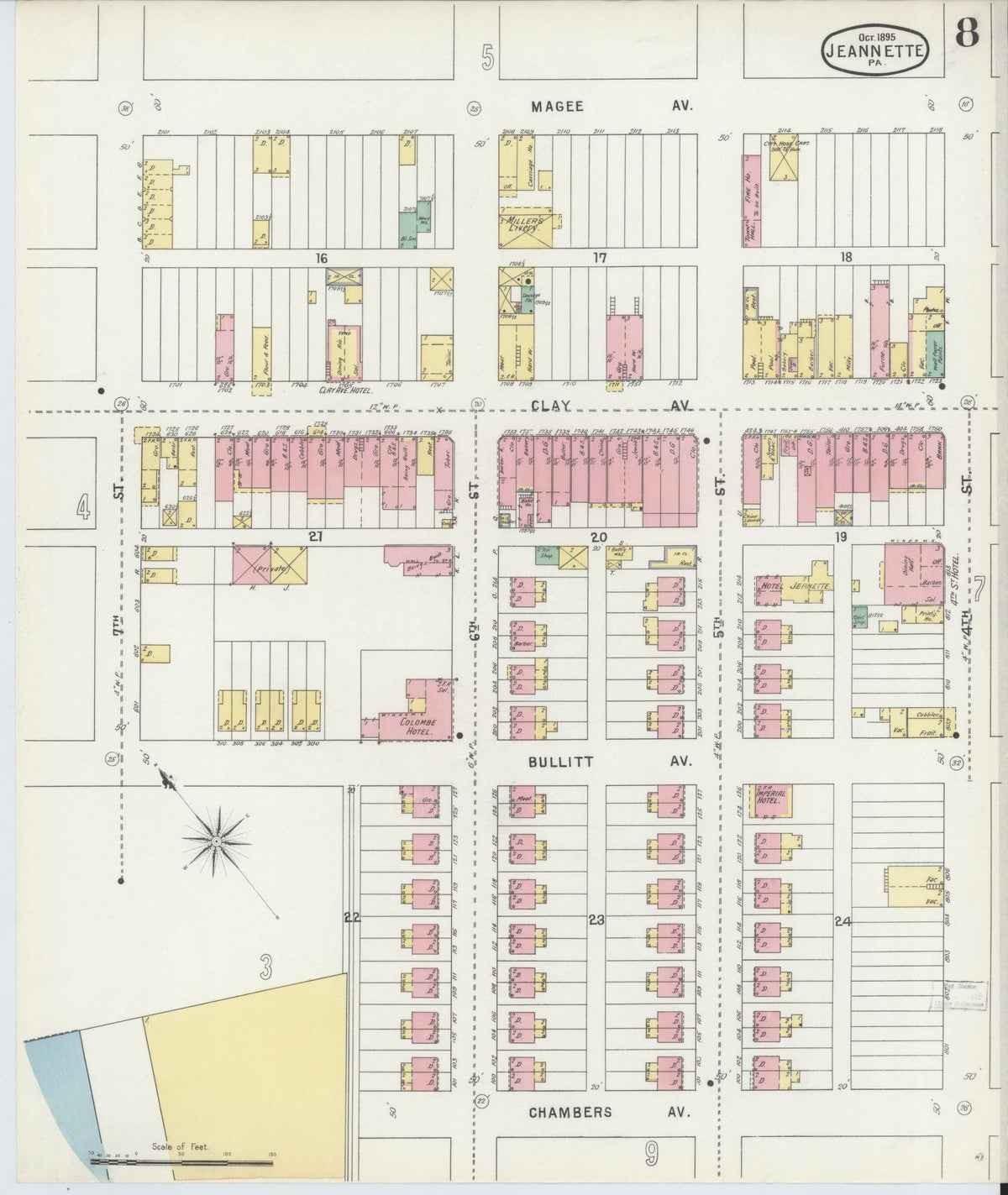 Sanborn Fire Insurance Map from Jeannette, Westmoreland County, Pennsylvania (1895), Sheet #0008 - Complete Map Set gallery image, historic Sanborn map, vintage wall art, Pennsylvania Pennsylvania
