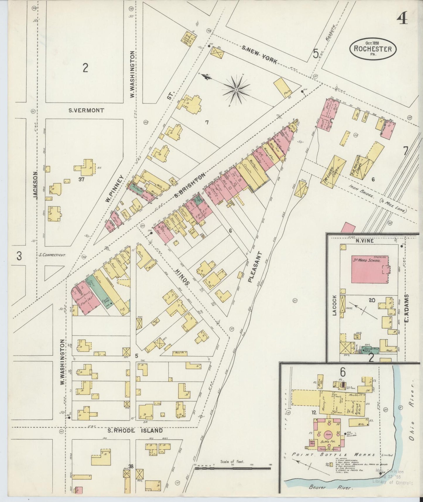 Sanborn Fire Insurance Map from Rochester, Beaver County, Pennsylvania (1898), Sheet #0004 - Complete Map Set gallery image, historic Sanborn map, vintage wall art, Pennsylvania Pennsylvania