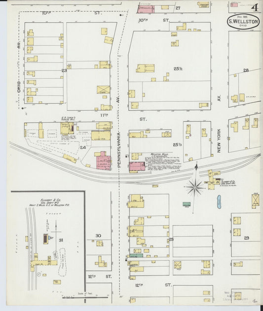 Sanborn Fire Insurance Map from Wellston, Jackson County, Ohio (1892), Sheet #0004 - Historic Sanborn Fire Insurance Map Print, vintage old map wall art, antique decor, genealogy gift, Ohio Ohio map