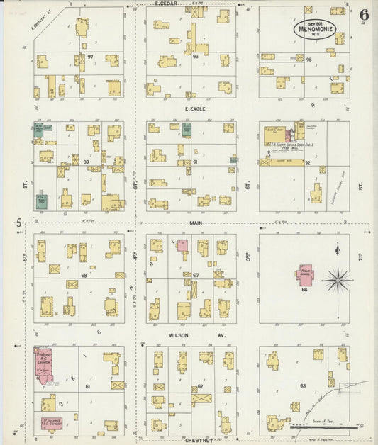 Sanborn Fire Insurance Map from Menomonie, Dunn County, Wisconsin (1902), Sheet #0006 - Historic Sanborn Fire Insurance Map Print, vintage old map wall art, antique decor, genealogy gift, Wisconsin Wisconsin map