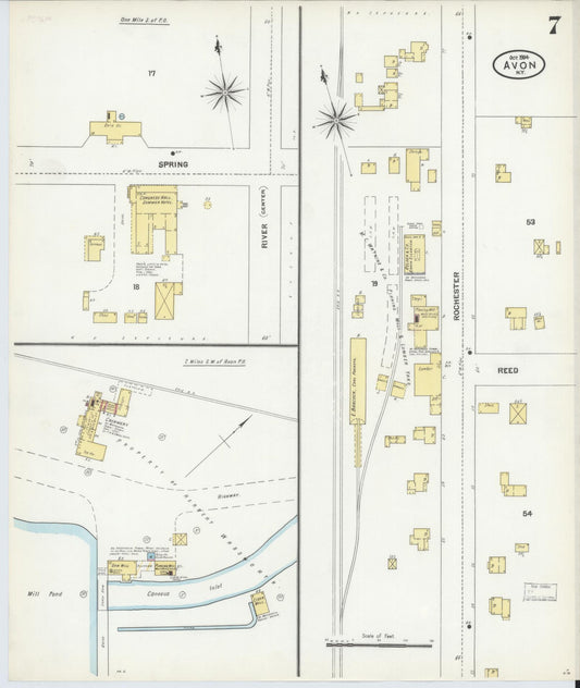 Sanborn Fire Insurance Map from Avon, Livingston County, New York (1904), Sheet #0007 - Historic Sanborn Fire Insurance Map Print, vintage old map wall art, antique decor, genealogy gift, New York New York map