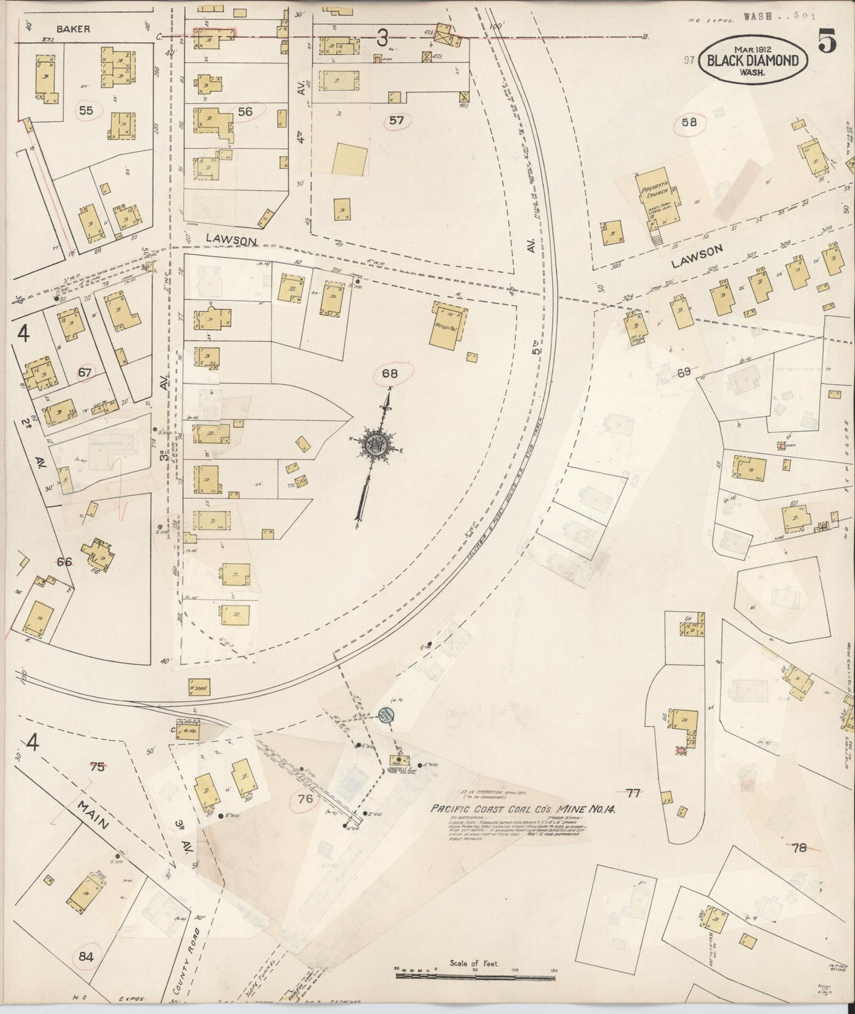 Sanborn Fire Insurance Map from Black Diamond, King County, Washington (1929), Sheet #0005 - Historic Sanborn Fire Insurance Map Print, vintage old map wall art, antique decor, genealogy gift, Washington Washington map
