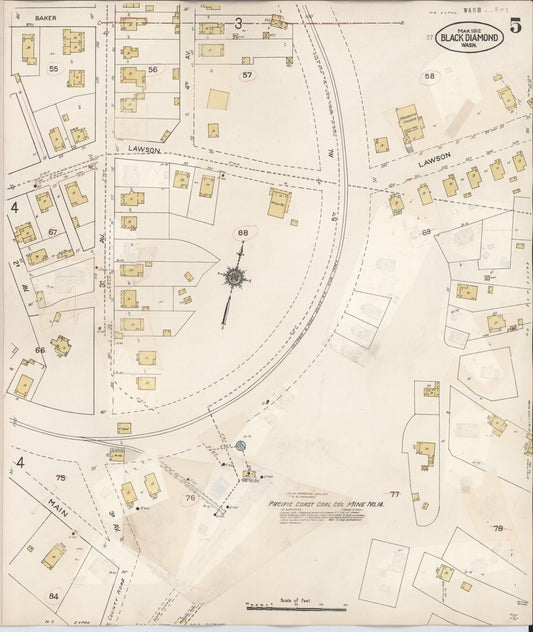 Sanborn Fire Insurance Map from Black Diamond, King County, Washington (1929), Sheet #0005 - Historic Sanborn Fire Insurance Map Print, vintage old map wall art, antique decor, genealogy gift, Washington Washington map