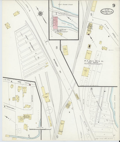 Sanborn Fire Insurance Map from Dolgeville, Hirkimer County, New York (1912), Sheet #0009 - Historic Sanborn Fire Insurance Map Print, vintage old map wall art, antique decor, genealogy gift, New York New York map