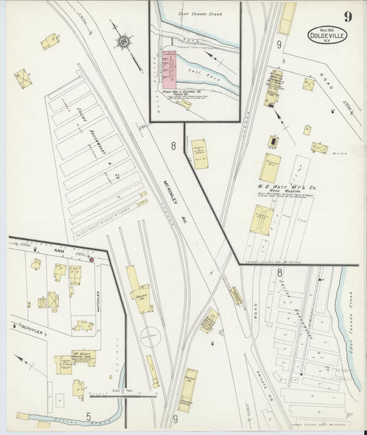 Sanborn Fire Insurance Map from Dolgeville, Hirkimer County, New York (1912), Sheet #0009 - Historic Sanborn Fire Insurance Map Print, vintage old map wall art, antique decor, genealogy gift, New York New York map