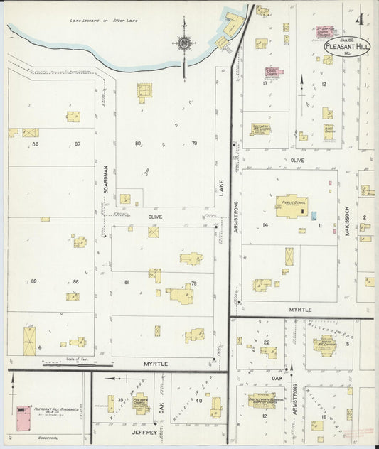 Sanborn Fire Insurance Map from Pleasant Hill, Cass County, Missouri (1913), Sheet #0004 - Historic Sanborn Fire Insurance Map Print, vintage old map wall art, antique decor, genealogy gift, Missouri Missouri map