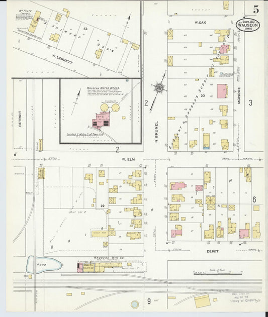 Sanborn Fire Insurance Map from Wauseon, Fulton County, Ohio (1910), Sheet #0005 - Historic Sanborn Fire Insurance Map Print, vintage old map wall art, antique decor, genealogy gift, Ohio Ohio map