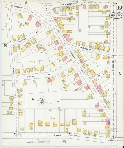Sanborn Fire Insurance Map from Washington, Washington County, Pennsylvania (1904), Sheet #0019 - Historic Sanborn Fire Insurance Map Print, vintage old map wall art, antique decor, genealogy gift, Pennsylvania Pennsylvania map