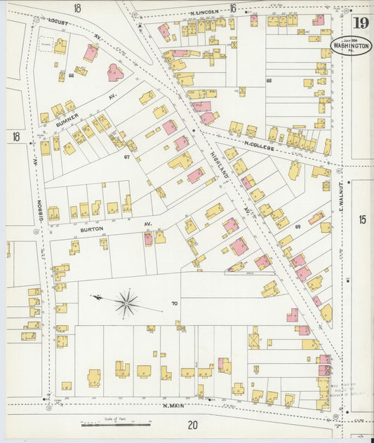 Sanborn Fire Insurance Map from Washington, Washington County, Pennsylvania (1904), Sheet #0019 - Historic Sanborn Fire Insurance Map Print, vintage old map wall art, antique decor, genealogy gift, Pennsylvania Pennsylvania map