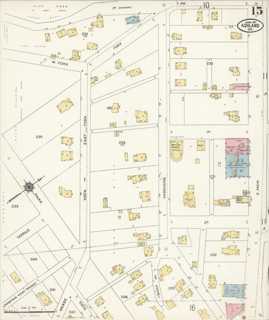Sanborn Fire Insurance Map from Ashland, Jackson County, Oregon (1911), Sheet #0015 - Historic Sanborn Fire Insurance Map Print, vintage old map wall art, antique decor, genealogy gift, Oregon Oregon map