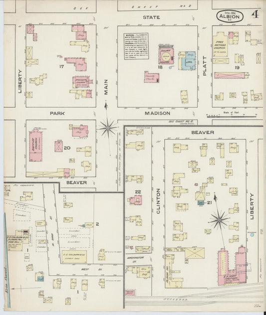 Sanborn Fire Insurance Map from Albion, Orleans County, New York (1884), Sheet #0004 - Historic Sanborn Fire Insurance Map Print, vintage old map wall art, antique decor, genealogy gift, New York New York map