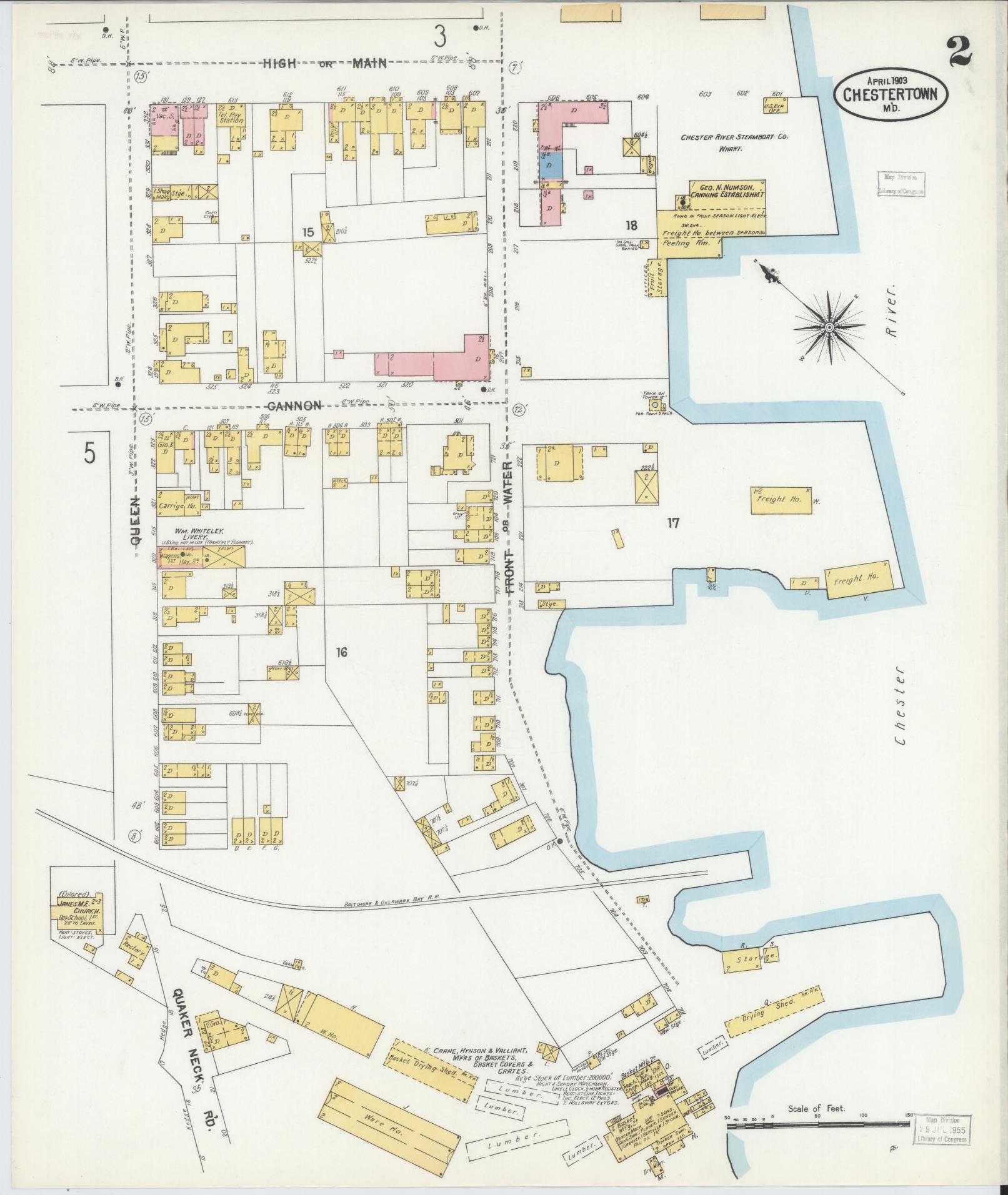 Sanborn Fire Insurance Map from Chestertown, Kent County, Maryland (1903), Sheet #0002 - Historic Sanborn Fire Insurance Map Print, vintage old map wall art, antique decor, genealogy gift, Maryland Maryland map