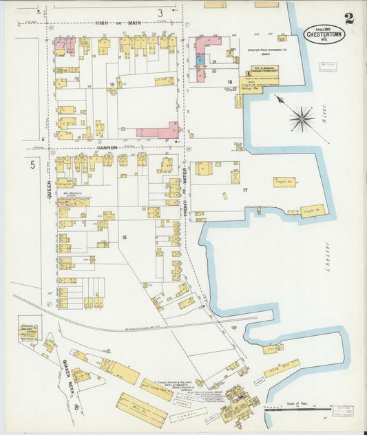 Sanborn Fire Insurance Map from Chestertown, Kent County, Maryland (1903), Sheet #0002 - Historic Sanborn Fire Insurance Map Print, vintage old map wall art, antique decor, genealogy gift, Maryland Maryland map