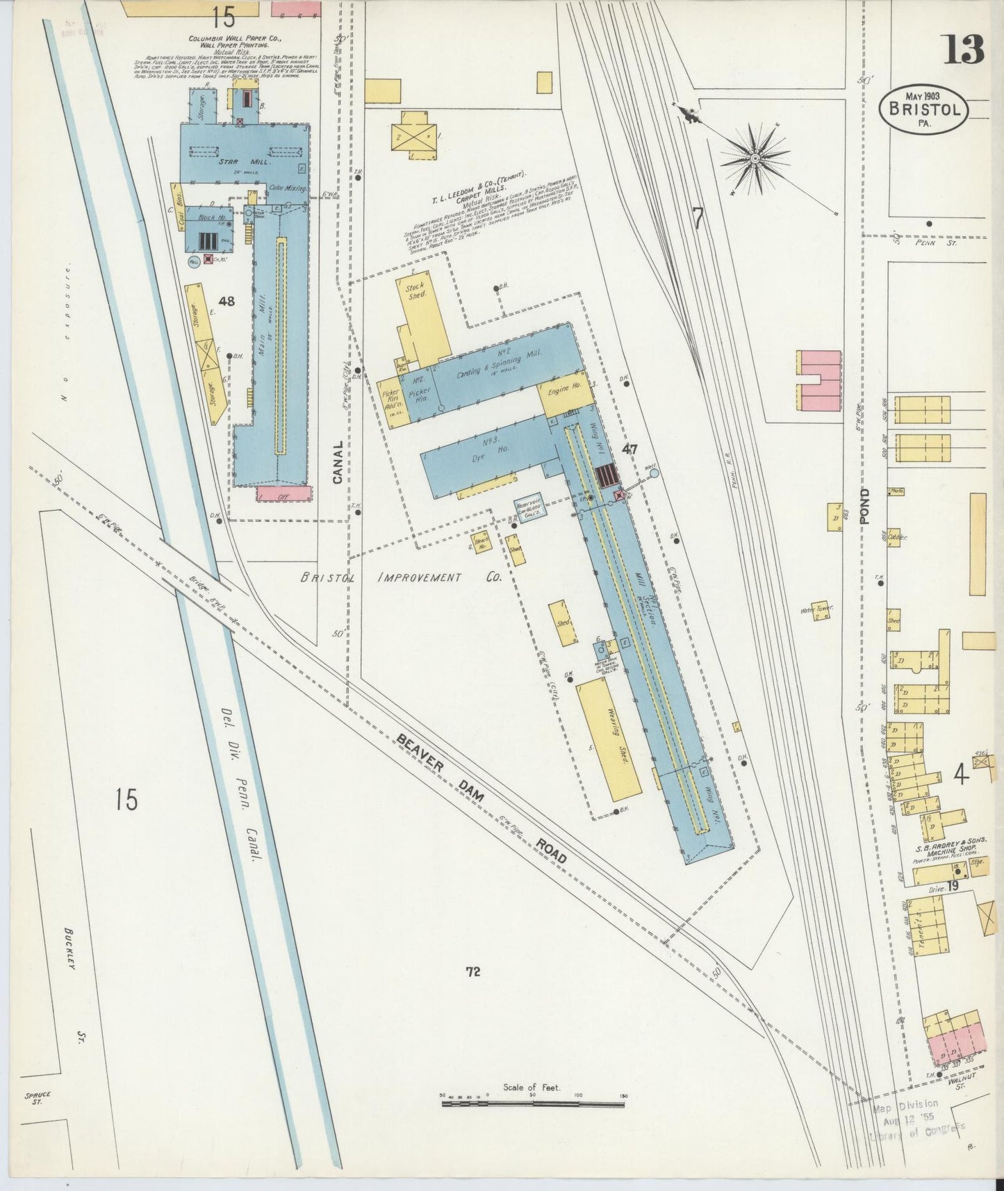Sanborn Fire Insurance Map from Bristol, Bucks County, Pennsylvania (1903), Sheet #0013 - Complete Map Set gallery image, historic Sanborn map, vintage wall art, Pennsylvania Pennsylvania