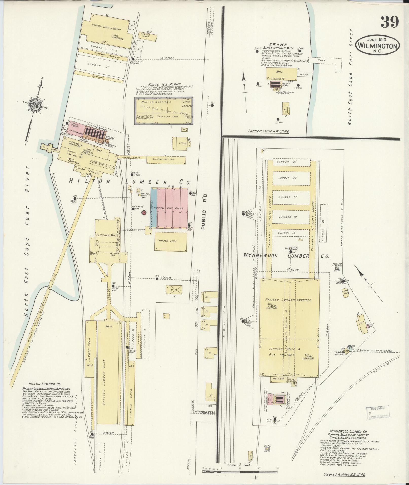 Sanborn Fire Insurance Map from Wilmington, New Hanover County, North Carolina (1910), Sheet #0039 - Complete Map Set gallery image, historic Sanborn map, vintage wall art, North Carolina North Carolina
