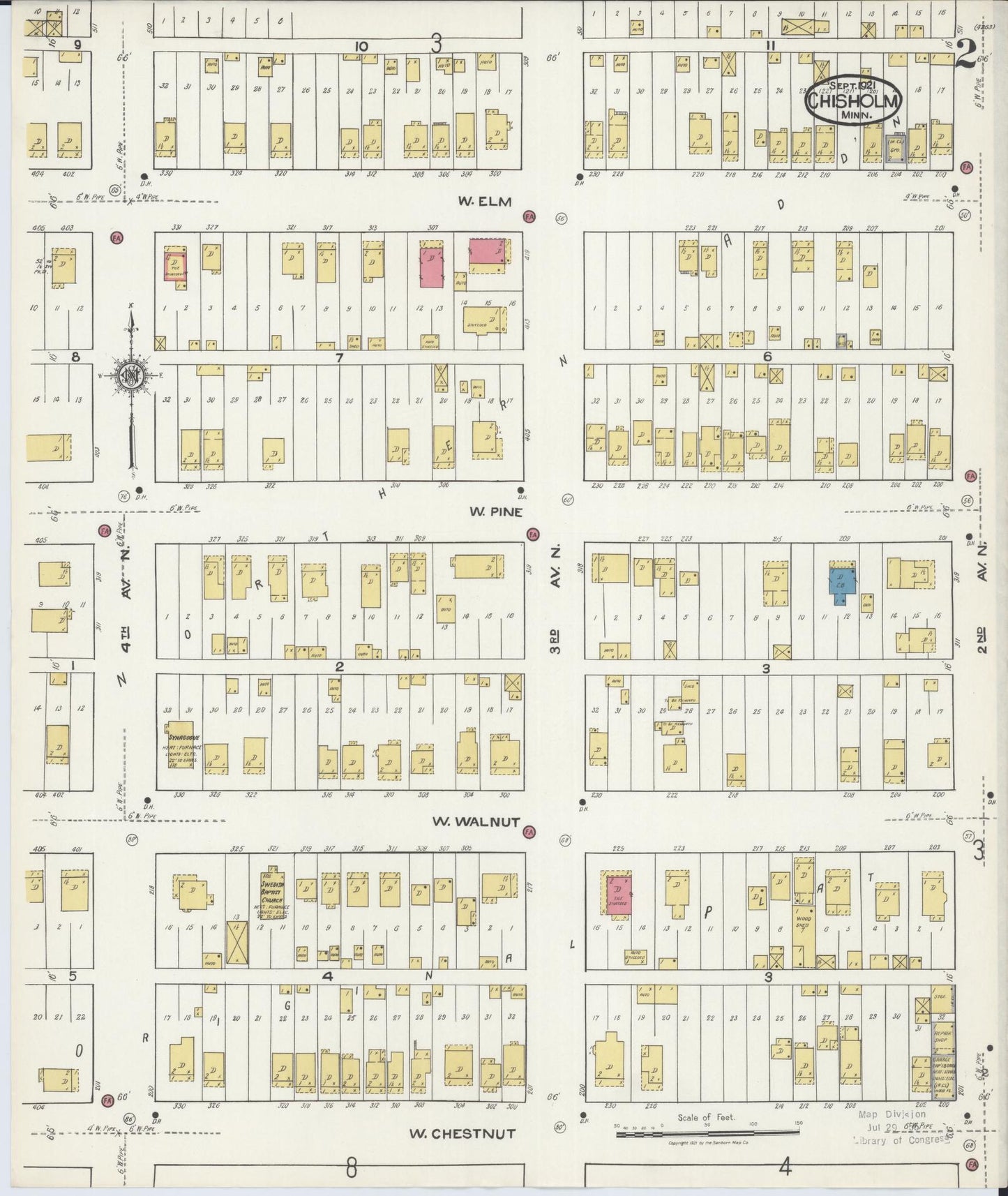 Sanborn Fire Insurance Map from Chisholm, Saint Louis County, Minnesota (1921), Sheet #0002 - Historic Sanborn Fire Insurance Map Print, vintage old map wall art, antique decor, genealogy gift, Minnesota Minnesota map