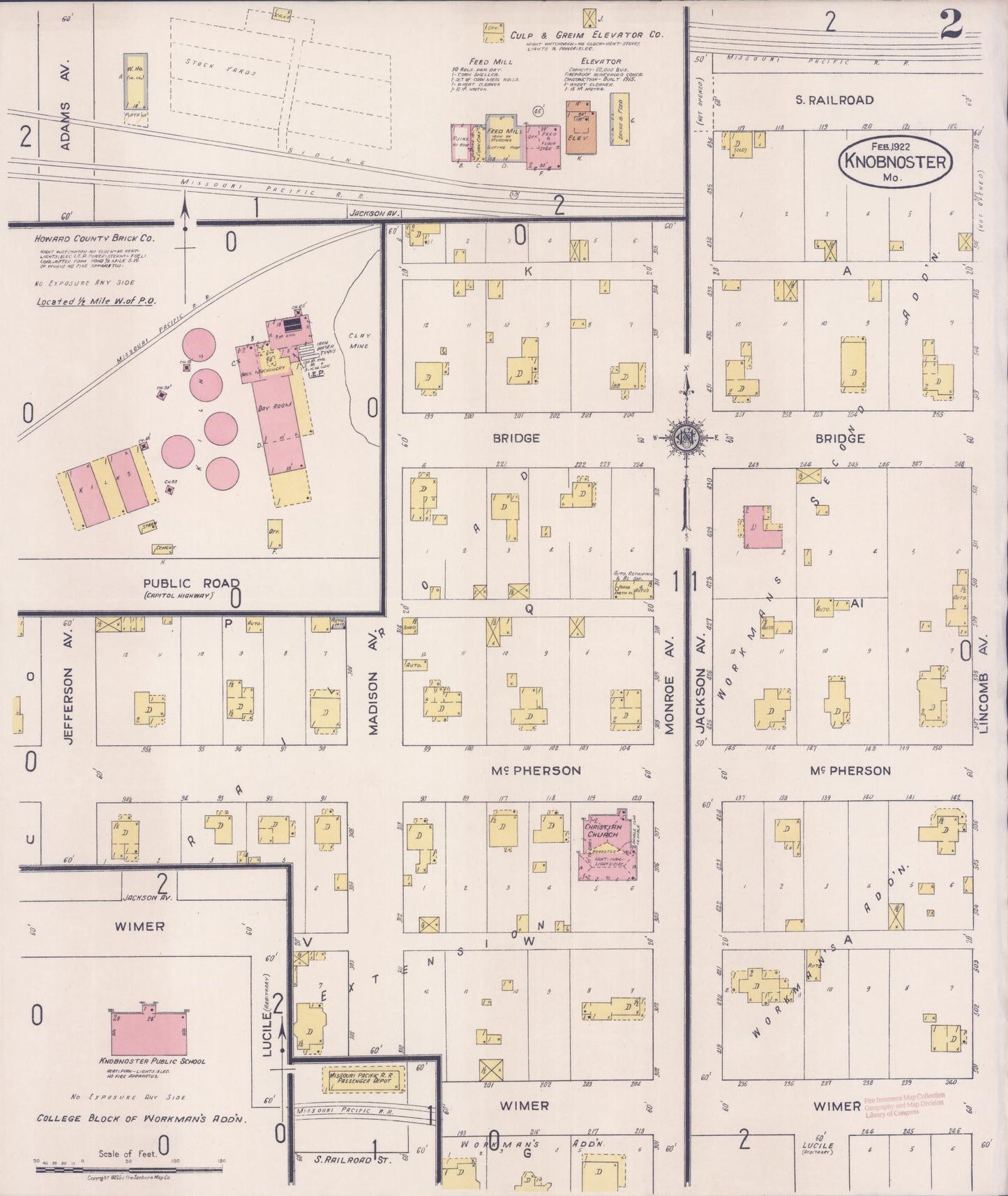 Sanborn Fire Insurance Map from Knobnoster, Johnson County, Missouri (1922), Sheet #0002 - Complete Map Set gallery image, historic Sanborn map, vintage wall art, Missouri Missouri