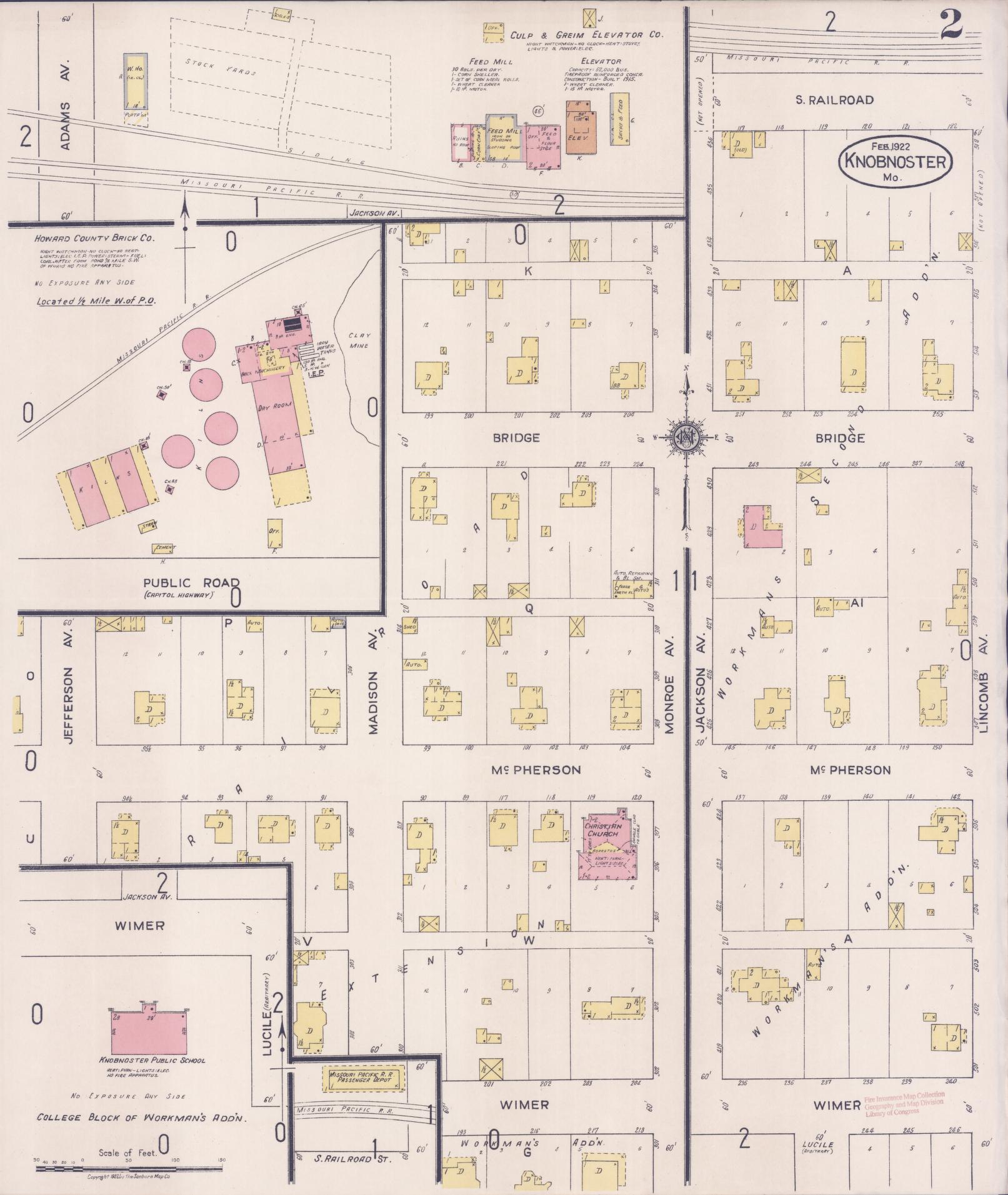 Sanborn Fire Insurance Map from Knobnoster, Johnson County, Missouri (1922), Sheet #0002 - Complete Map Set gallery image, historic Sanborn map, vintage wall art, Missouri Missouri