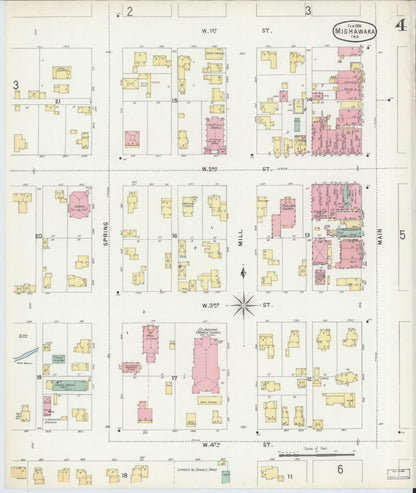 Sanborn Fire Insurance Map from Mishawaka, Saint Joseph County, Indiana (1896), Sheet #0004 - Complete Map Set gallery image, historic Sanborn map, vintage wall art, Indiana Indiana
