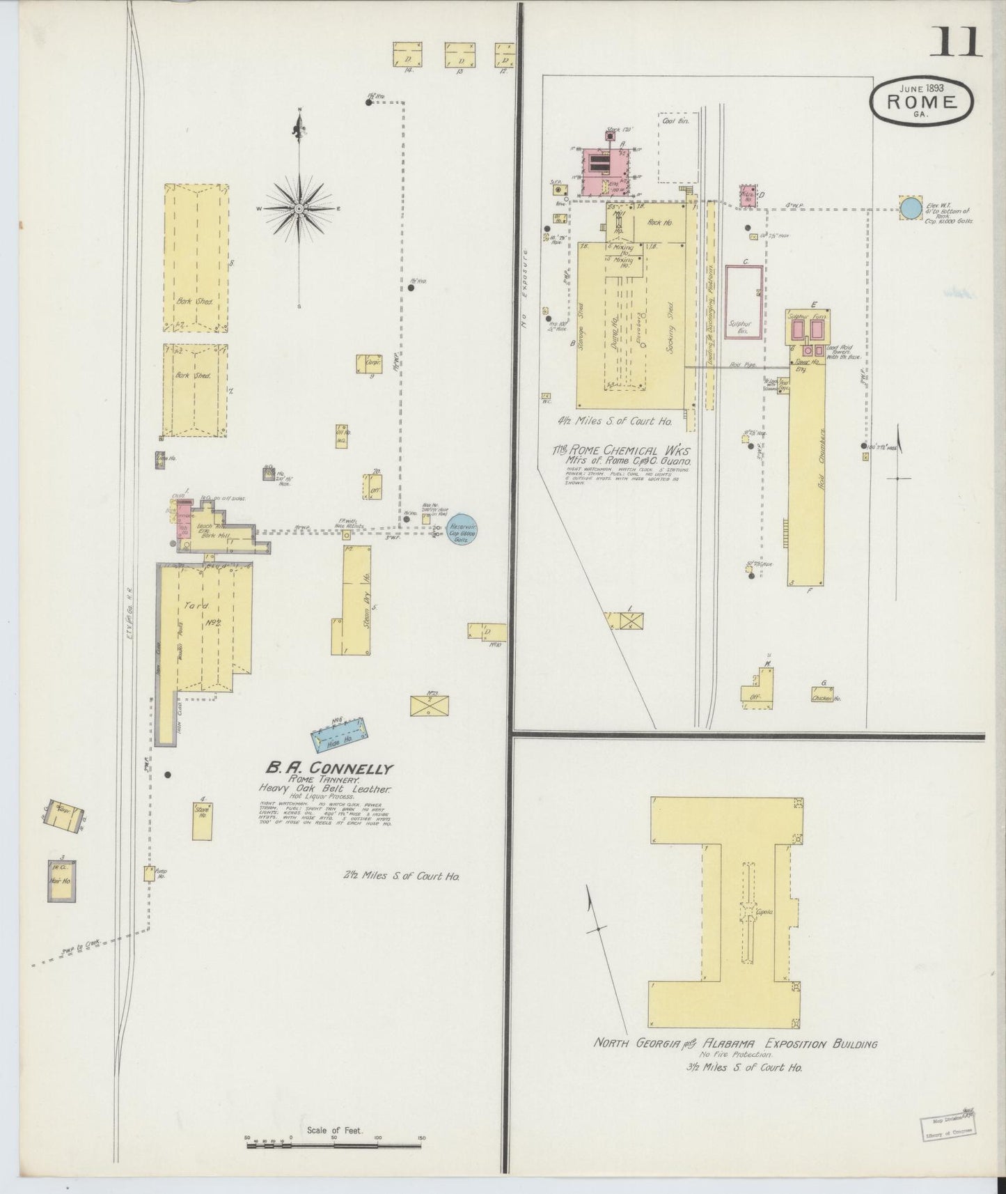 Sanborn Fire Insurance Map from Rome, Floyd County, Georgia (1893), Sheet #0011 - Complete Map Set gallery image, historic Sanborn map, vintage wall art, Georgia Georgia