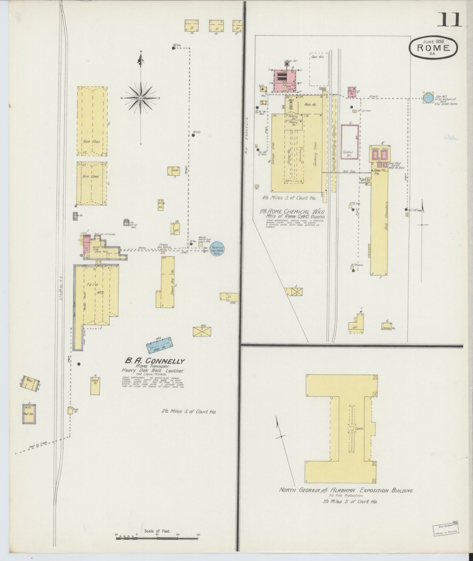 Sanborn Fire Insurance Map from Rome, Floyd County, Georgia (1893), Sheet #0011 - Complete Map Set gallery image, historic Sanborn map, vintage wall art, Georgia Georgia