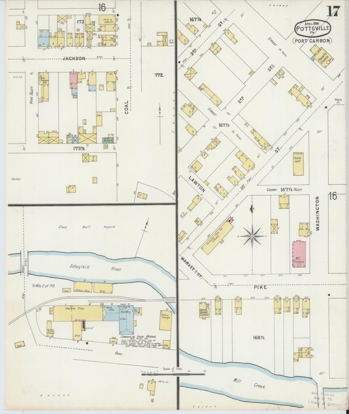 Sanborn Fire Insurance Map from Pottsville, Schuylkill County, Pennsylvania (1895), Sheet #0017 - Complete Map Set gallery image, historic Sanborn map, vintage wall art, Pennsylvania Pennsylvania