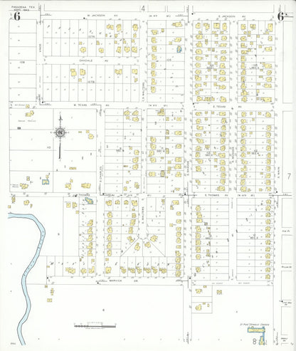 Sanborn Fire Insurance Map from Pasadena, Harris County, Texas (1943), Sheet #0006 - Complete Map Set gallery image, historic Sanborn map, vintage wall art, Texas Texas