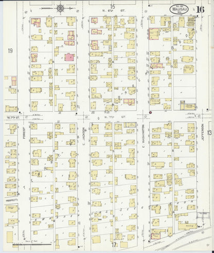 Sanborn Fire Insurance Map from Wausau, Marathon County, Wisconsin (1912), Sheet #0016 - Complete Map Set gallery image, historic Sanborn map, vintage wall art, Wisconsin Wisconsin