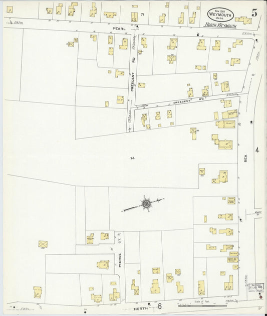 Sanborn Fire Insurance Map from Weymouth, Norfolk County, Massachusetts (1910), Sheet #0005 - Historic Sanborn Fire Insurance Map Print, vintage old map wall art, antique decor, genealogy gift, Massachusetts Massachusetts map