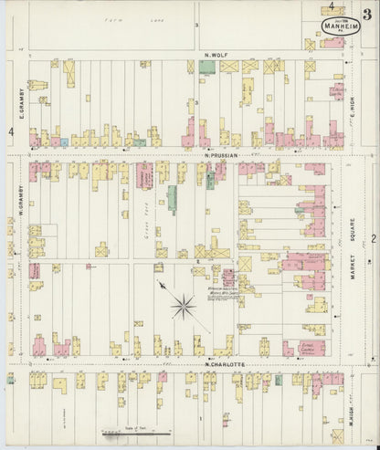 Sanborn Fire Insurance Map from Manheim, Lancaster County, Pennsylvania (1896), Sheet #0003 - Complete Map Set gallery image, historic Sanborn map, vintage wall art, Pennsylvania Pennsylvania