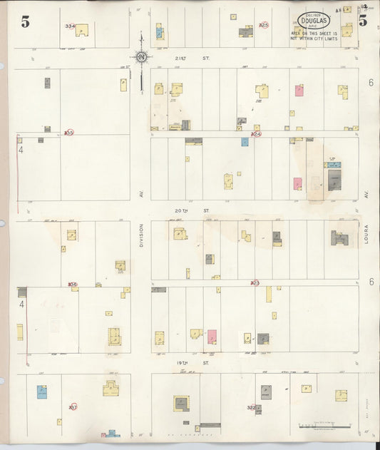 Sanborn Fire Insurance Map from Douglas, Cochise County, Arizona (1947), Sheet #0005 - Historic Sanborn Fire Insurance Map Print, vintage old map wall art, antique decor, genealogy gift, Arizona Arizona map