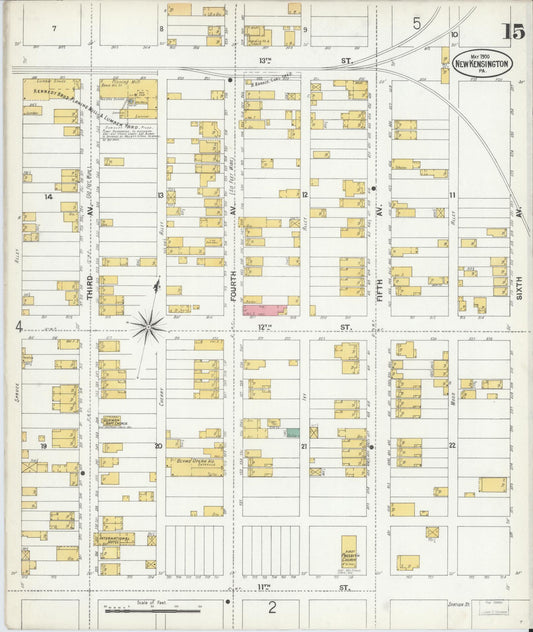 Sanborn Fire Insurance Map from New Kensington, Westmoreland County, Pennsylvania (1900), Sheet #0015 - Historic Sanborn Fire Insurance Map Print, vintage old map wall art, antique decor, genealogy gift, Pennsylvania Pennsylvania map