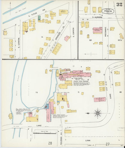 Sanborn Fire Insurance Map from Ithaca, Tompkins County, New York (1904), Sheet #0032 - Complete Map Set gallery image, historic Sanborn map, vintage wall art, New York New York