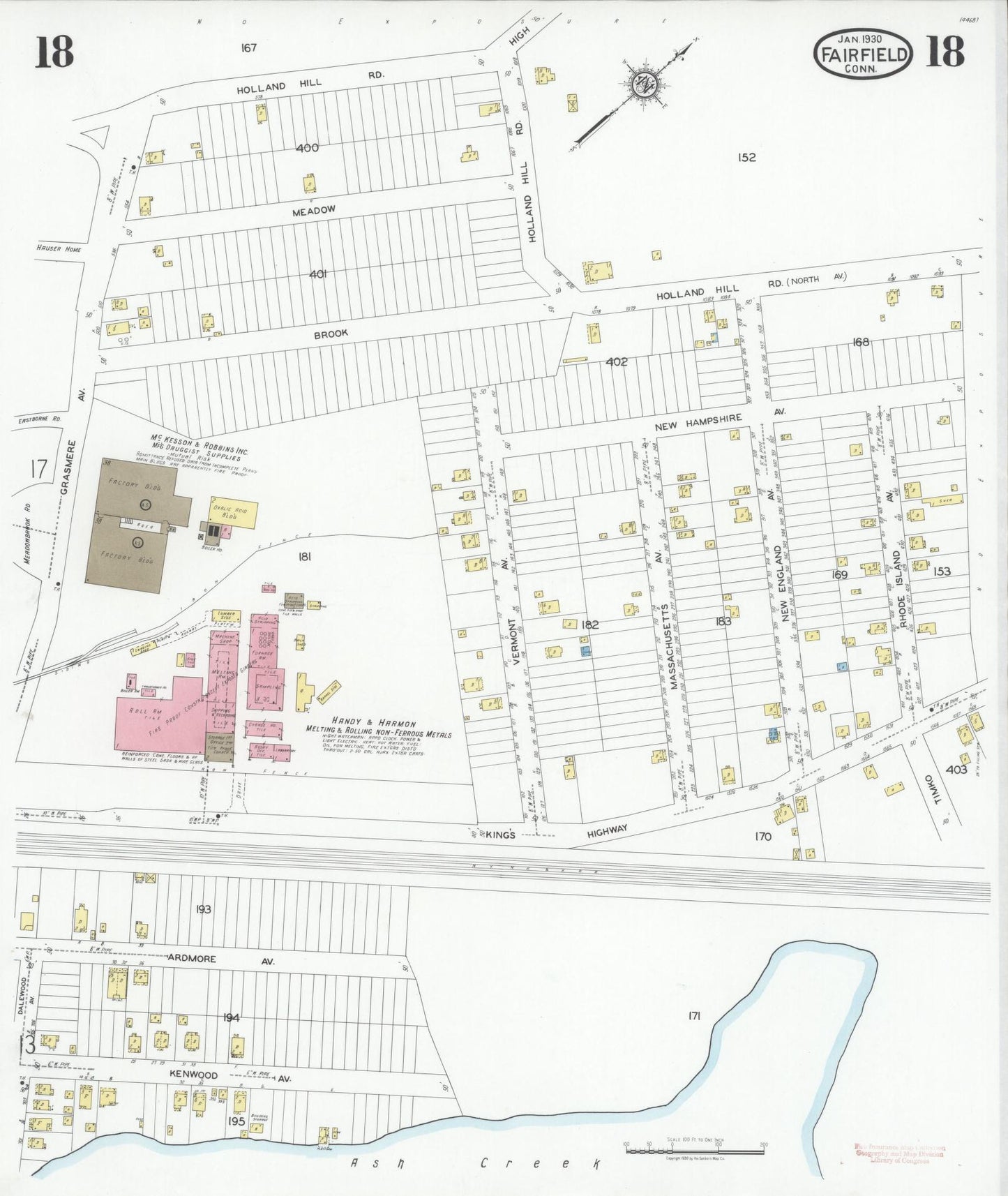 Sanborn Fire Insurance Map from Fairfield, Fairfield County, Connecticut (1930), Sheet #0018 - Complete Map Set gallery image, historic Sanborn map, vintage wall art, Connecticut Connecticut