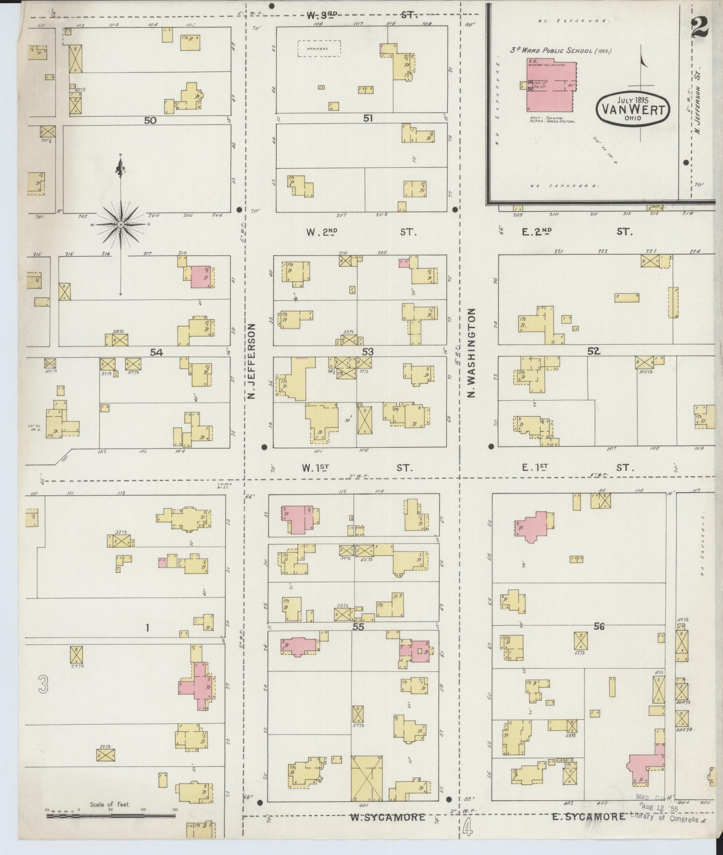 Sanborn Fire Insurance Map from Van Wert, Van Wert County, Ohio (1895), Sheet #0002 - Complete Map Set gallery image, historic Sanborn map, vintage wall art, Ohio Ohio