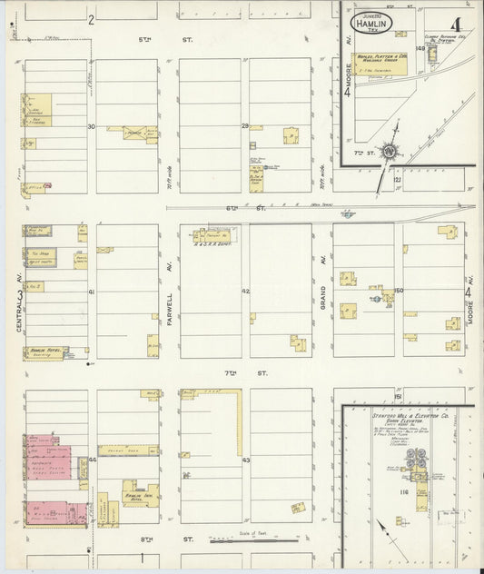 Sanborn Fire Insurance Map from Hamlin, Jones County, Texas (1913), Sheet #0004 - Historic Sanborn Fire Insurance Map Print, vintage old map wall art, antique decor, genealogy gift, Texas Texas map
