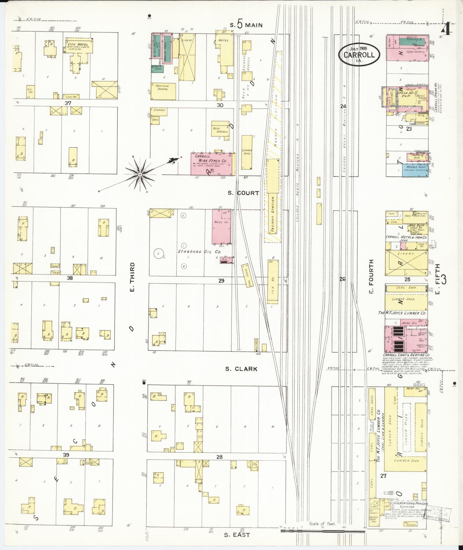 Sanborn Fire Insurance Map from Carroll, Carroll County, Iowa (1909), Sheet #0004 - Historic Sanborn Fire Insurance Map Print, vintage old map wall art