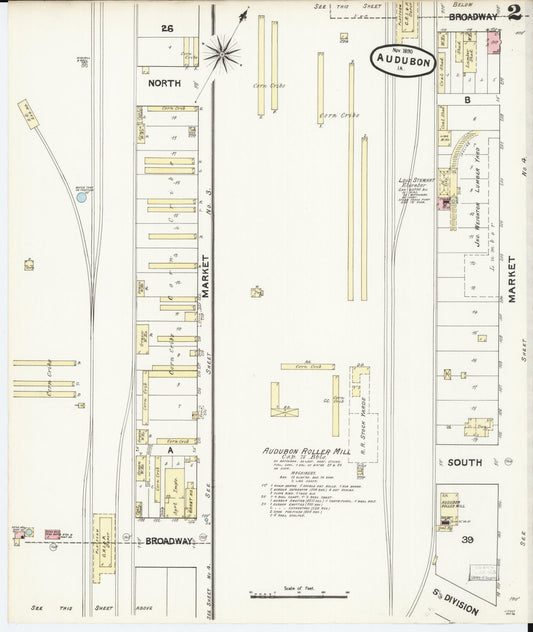 Sanborn Fire Insurance Map from Audubon, Audubon County, Iowa (1890), Sheet #0002 - Historic Sanborn Fire Insurance Map Print, vintage old map wall art
